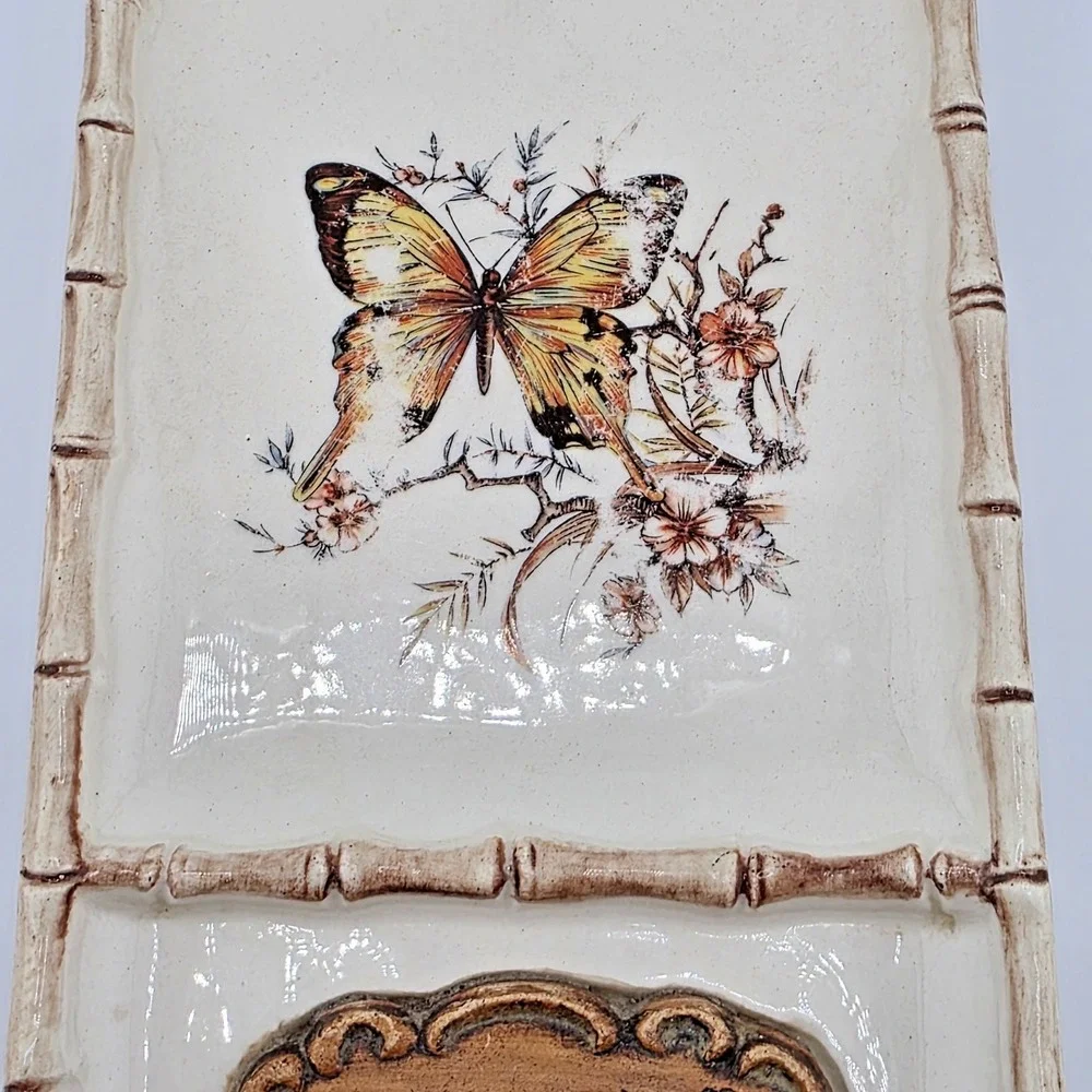 Vintage Florida Treasure Craft Butterfly Dish Tray Travel Art Pottery Ceramic